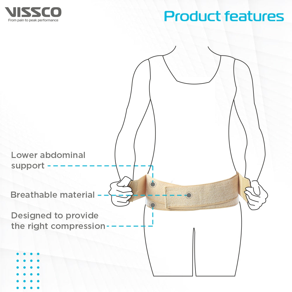 Vissco Abdominal Maternity Binder for Toning of Abdominal Muscles | Waist Support | Tummy Fat Reduction (Beige)