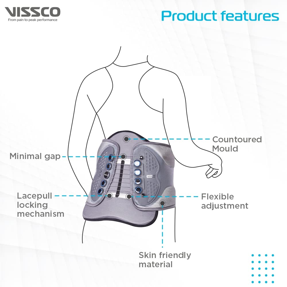Vissco Flexi Lacepull LS Belt with Moulding |Provides Support to the  Lower Back & Stabilize the Sacroiliac Joint (Grey)