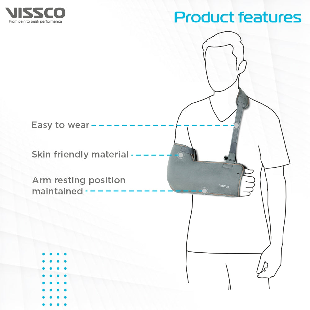 Vissco Tropical Arm Sling  | Provides Mild  Support & Stability to the Shoulder in Resting Position to Promote Healing - Grey Color