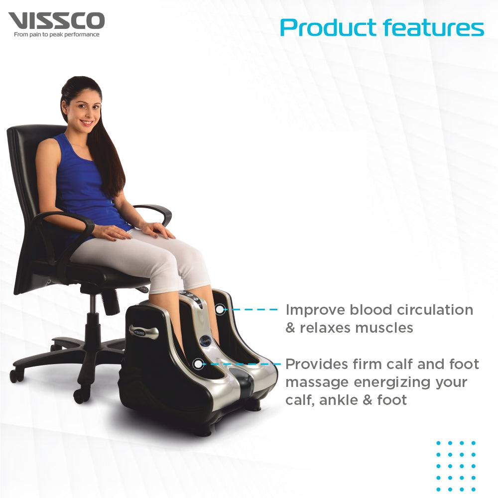 Vissco Foot & Calf Massager | Provides Muscle Relaxer for Calf/Foot | Improves Blood Circulation with Heat Vibration (Black)