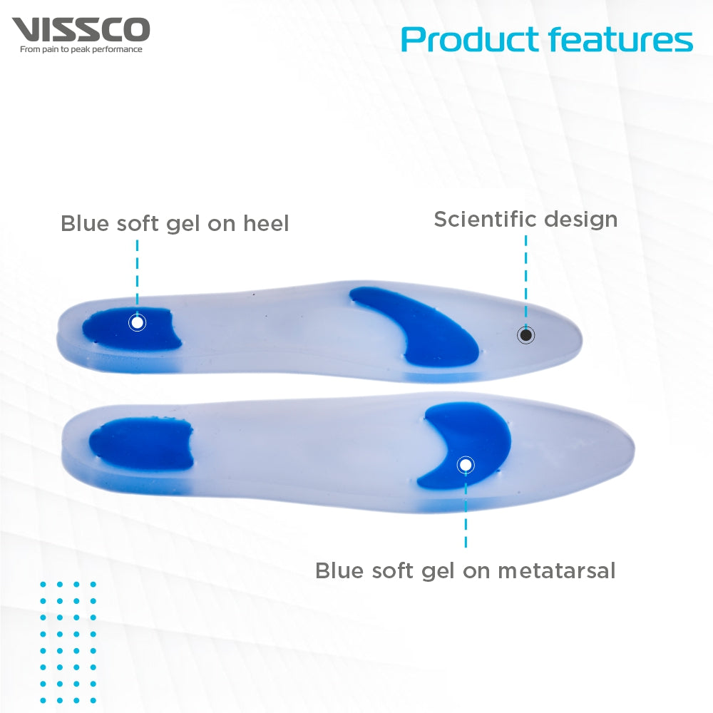 Vissco Silicone Insoles | Provides Foot Support for relieving  Foot Pain |Shock Absorber | Shoe Insole for Sports (Grey)