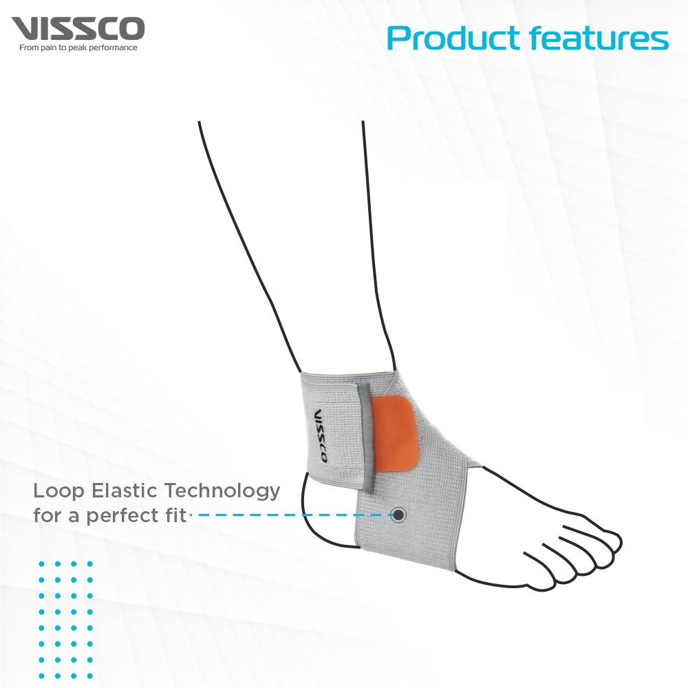 Vissco Ankle Binder (Mild Support) | Ankle Support for Sprained / Swollen Ankles | Effective for Ligament/Sports Injuries (Grey)
