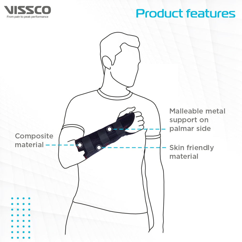 Vissco Elastic Wrist Support (21cms) | Provides Firm Support for Colles Fracture | Wrist Support to Stabilize (Black)