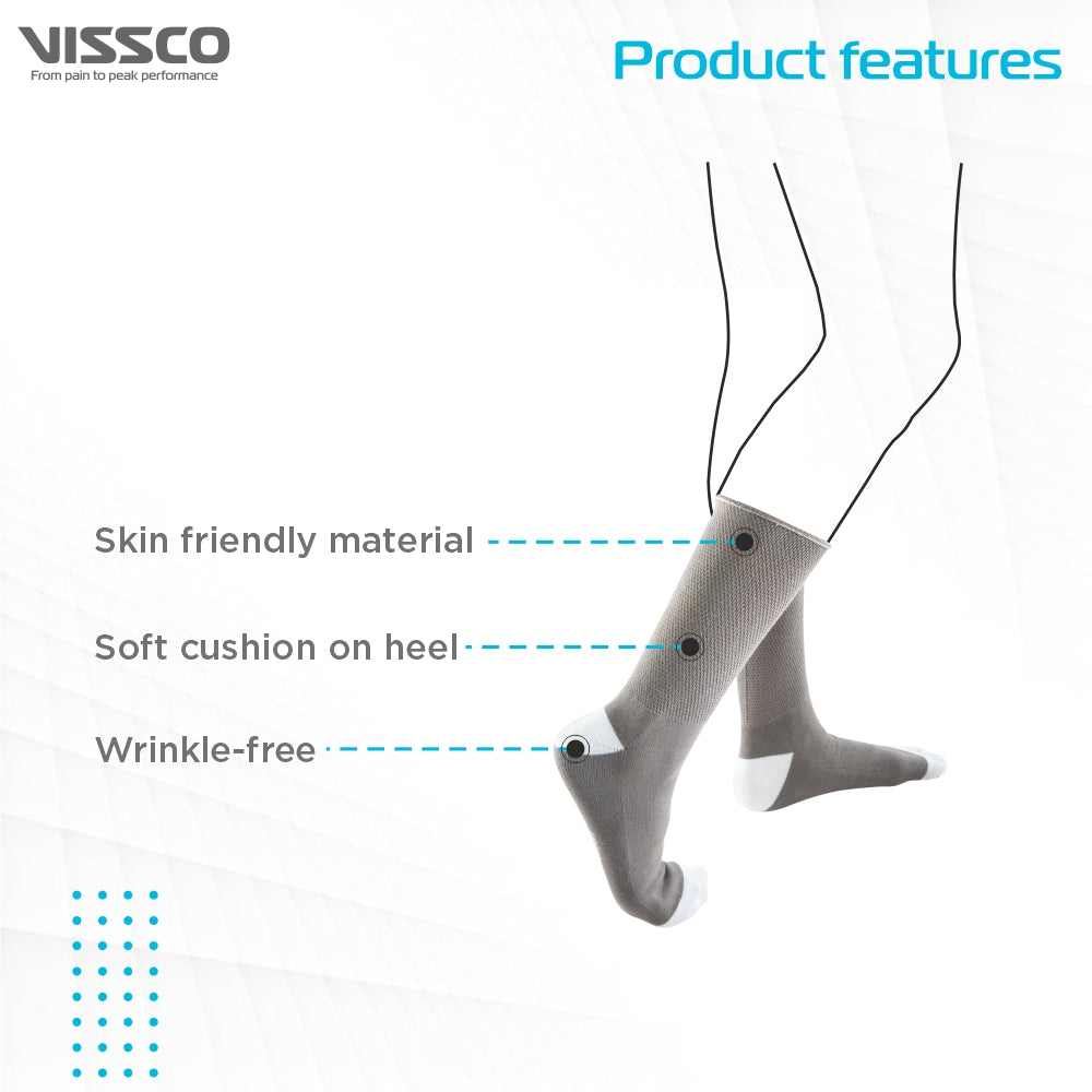 Vissco Diabetic Socks |Comfortable to Minimize Pressure on Legs and Feet | Prevent Skin Abrasion &  Blisters (Grey)