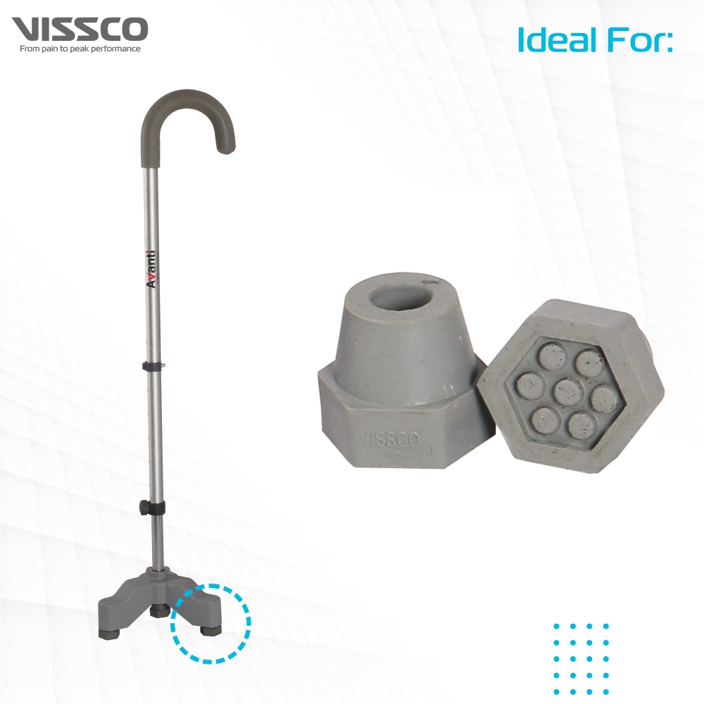 Vissco Rubber Tips/Shoes For Walking Stick, Tripod/Quadripod (PACK OF 2)