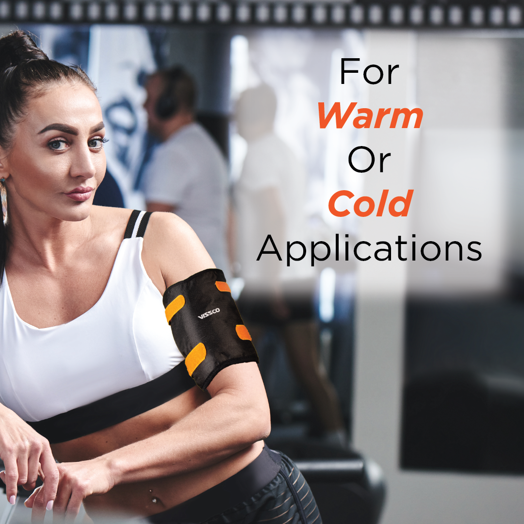 Vissco Flexi Hot & Cold Gel Pack Strap | Dual Purpose Heating & Cooling Solution to Relieve Muscle & Joint Pain (Black)