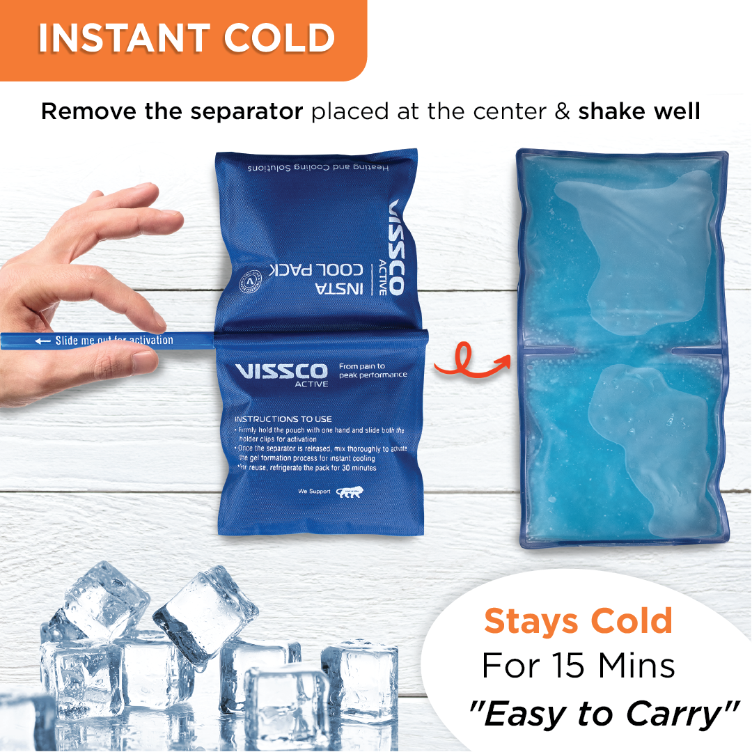 Vissco Insta Cool Gel Pack (2 Pieces) | Provides Instant Cooling Solution to Relieve Pain & Joint Stiffness (Blue)