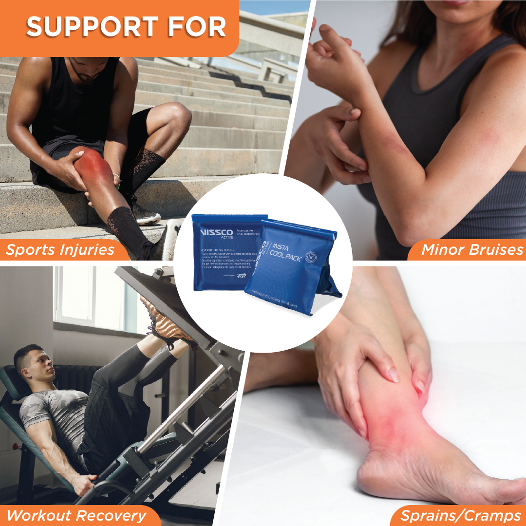 Vissco Insta Cool Gel Pack (2 Pieces) | Provides Instant Cooling Solution to Relieve Pain & Joint Stiffness (Blue)