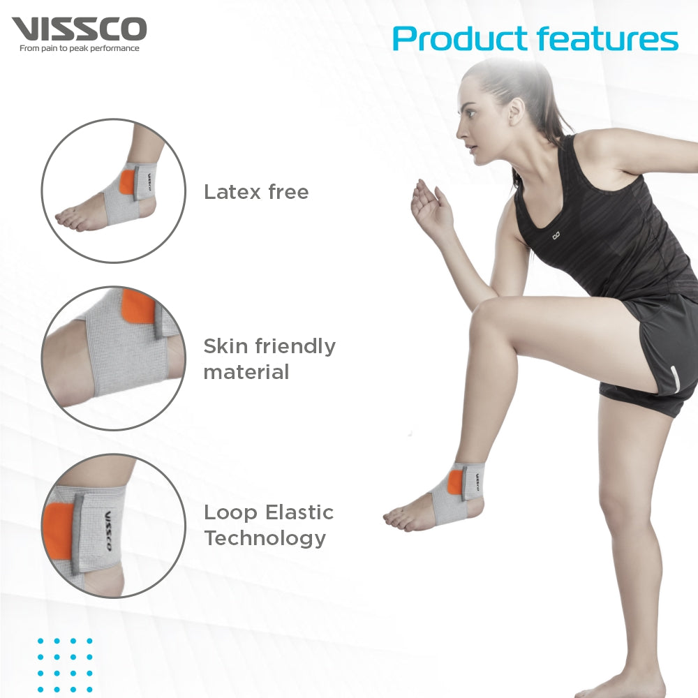 Vissco Ankle Binder (Mild Support) | Ankle Support for Sprained / Swollen Ankles | Effective for Ligament/Sports Injuries (Grey)