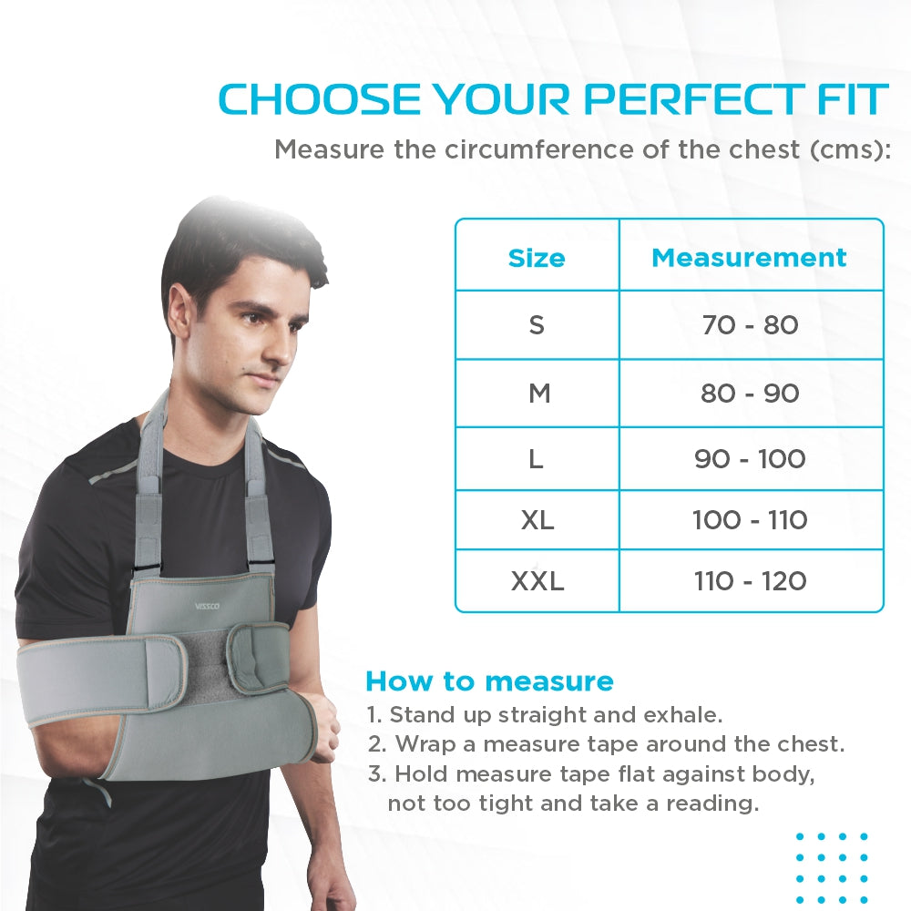 Vissco Shoulder Immobilizer | Provides Firm Support for Shoulder Dislocation & Relieves Pain (Grey)