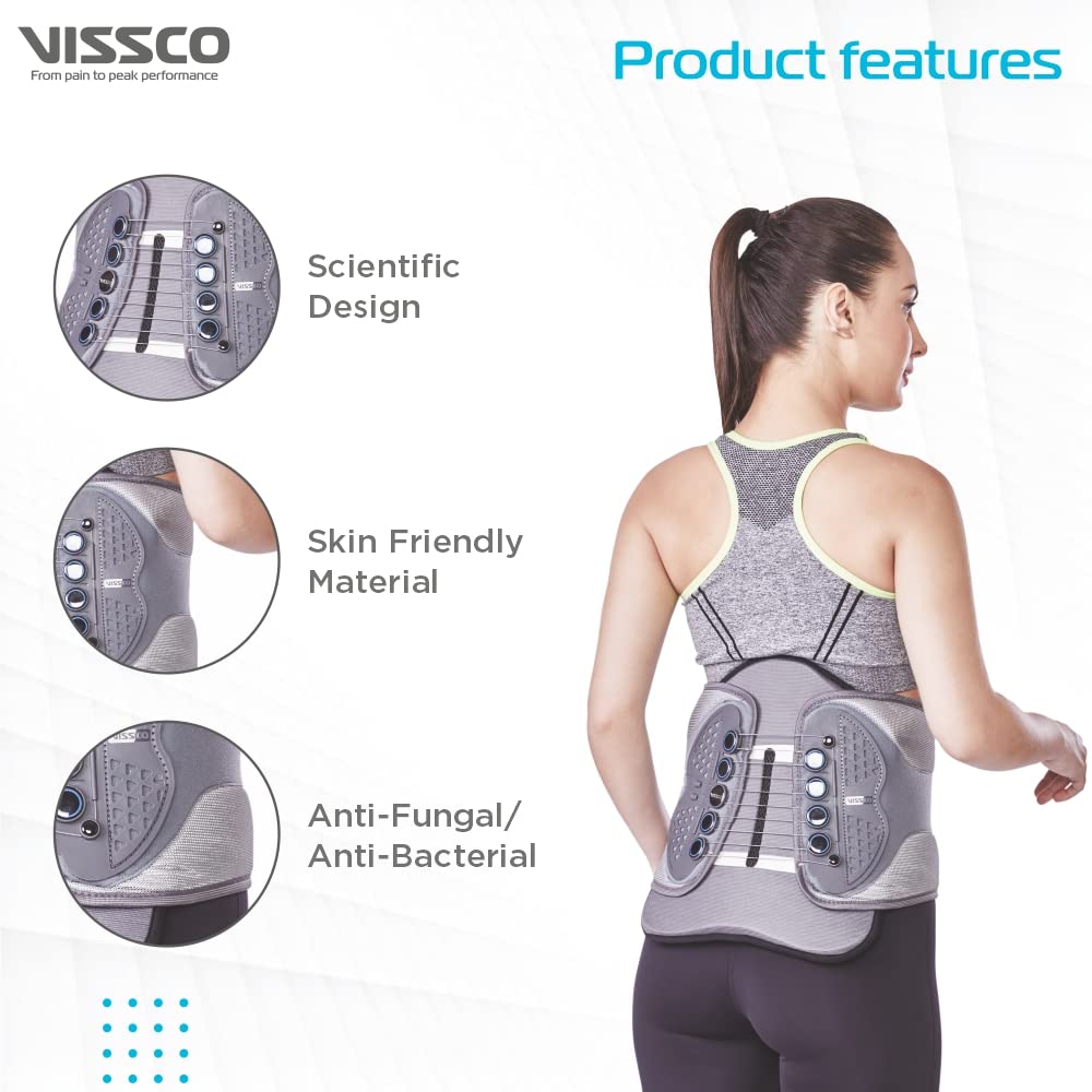 Vissco Flexi Lacepull LS Belt with Moulding |Provides Support to the  Lower Back & Stabilize the Sacroiliac Joint (Grey)