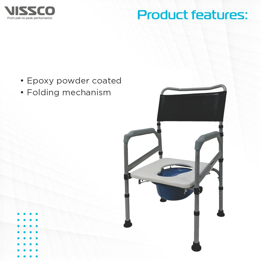 Comfort Steel Folding Commode Chair Without Castors - Vissco Next