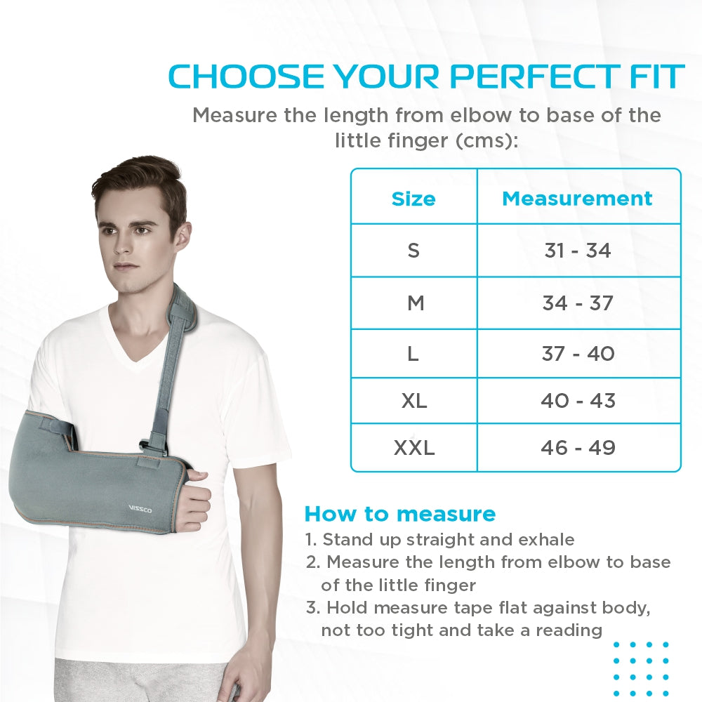 Vissco Tropical Arm Sling  | Provides Mild  Support & Stability to the Shoulder in Resting Position to Promote Healing - Grey Color