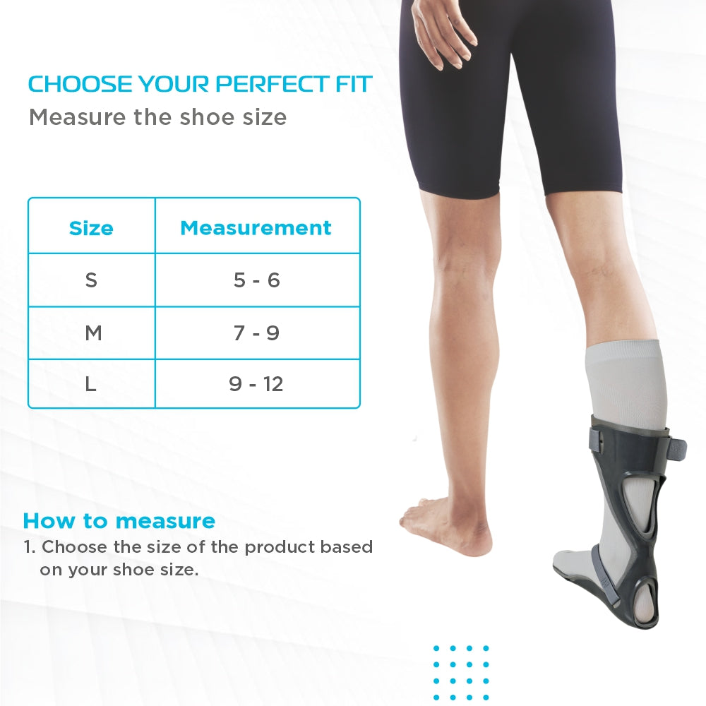 Vissco Ankle Foot Orthoses (AFO) | Maintains and Supports Foot to prevent Foot Drop | With Socks (Grey)