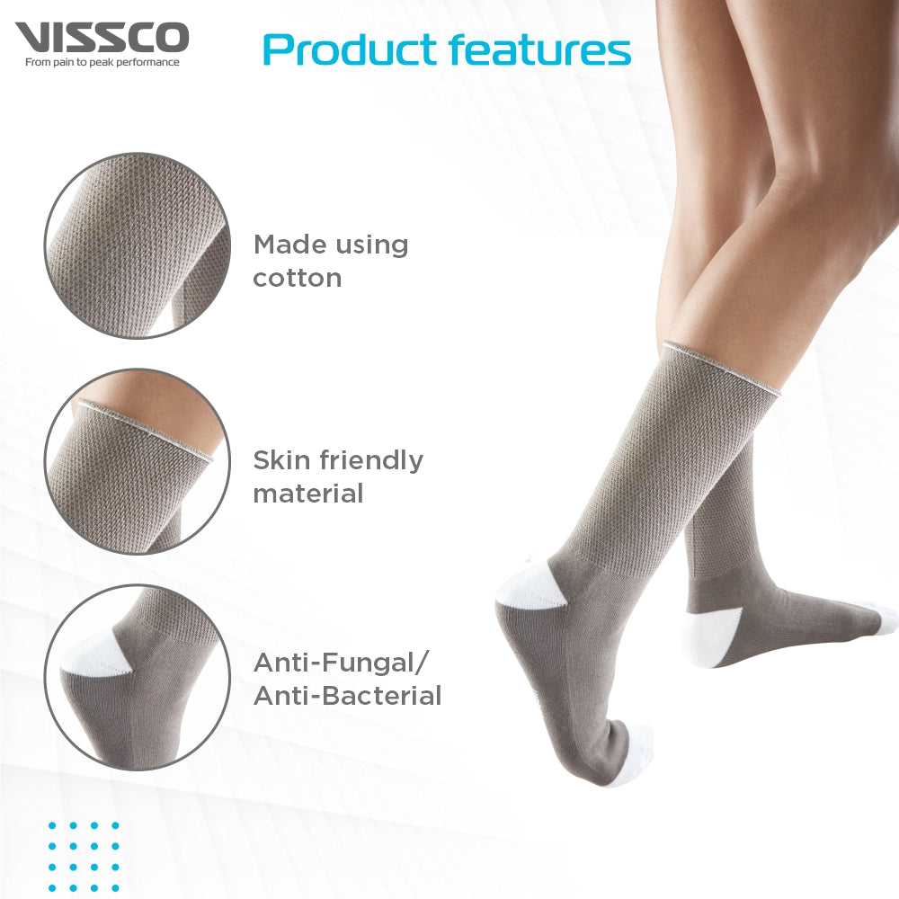 Vissco Diabetic Socks |Comfortable to Minimize Pressure on Legs and Feet | Prevent Skin Abrasion &  Blisters (Grey)