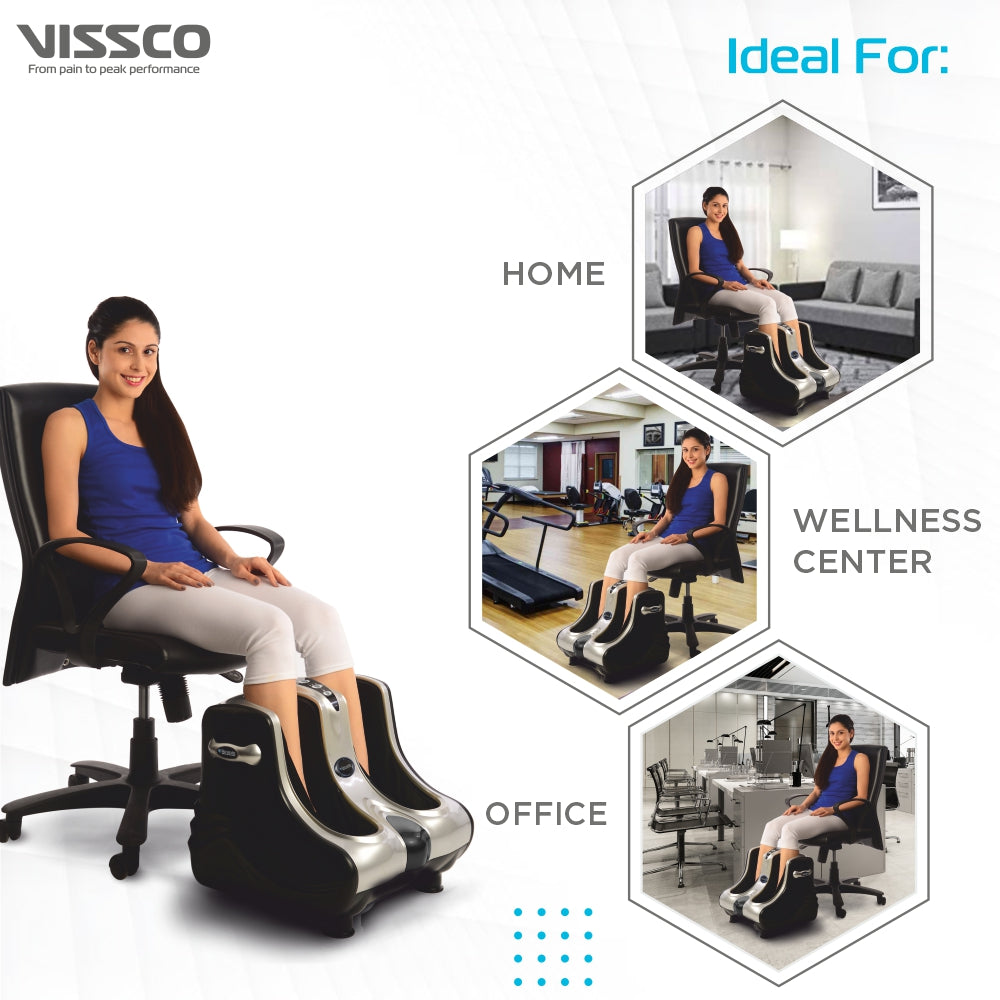 Vissco Foot & Calf Massager | Provides Muscle Relaxer for Calf/Foot | Improves Blood Circulation with Heat Vibration (Black)