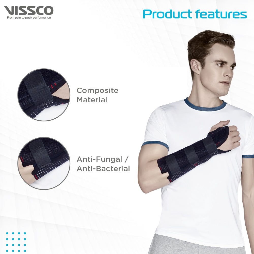 Vissco Elastic Wrist Support (21cms) | Provides Firm Support for Colles Fracture | Wrist Support to Stabilize (Black)