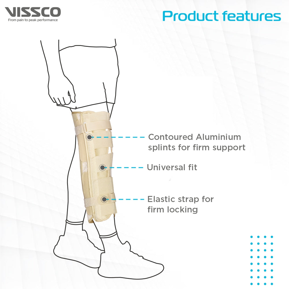 Vissco Knee Immobilizer | Locks the Motion & Stabilizes the Knee Joint (Beige)