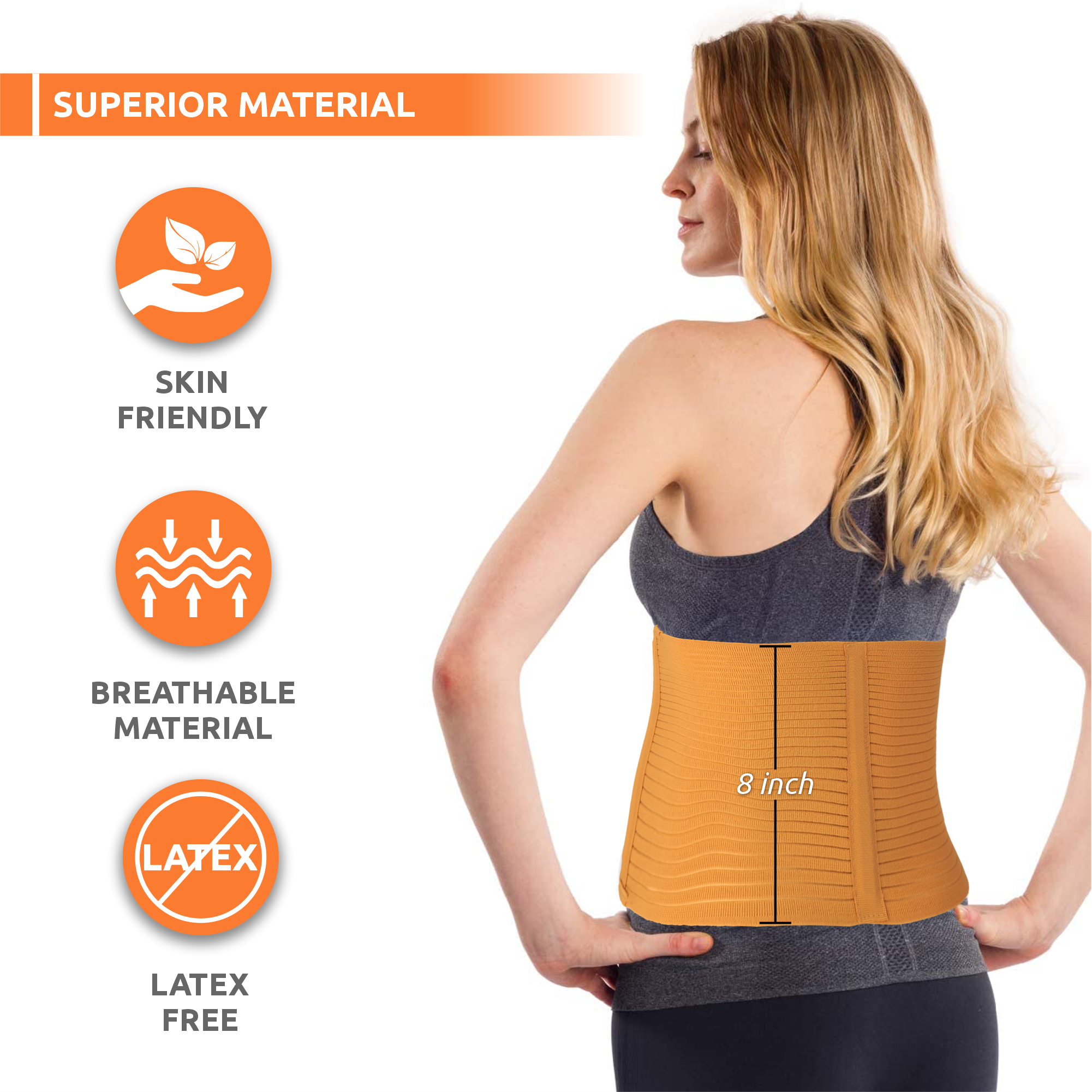 Vissco Abdominal Belt (8") |Supports the Weak Abdominal Muscles to Relieve Pain (Beige)