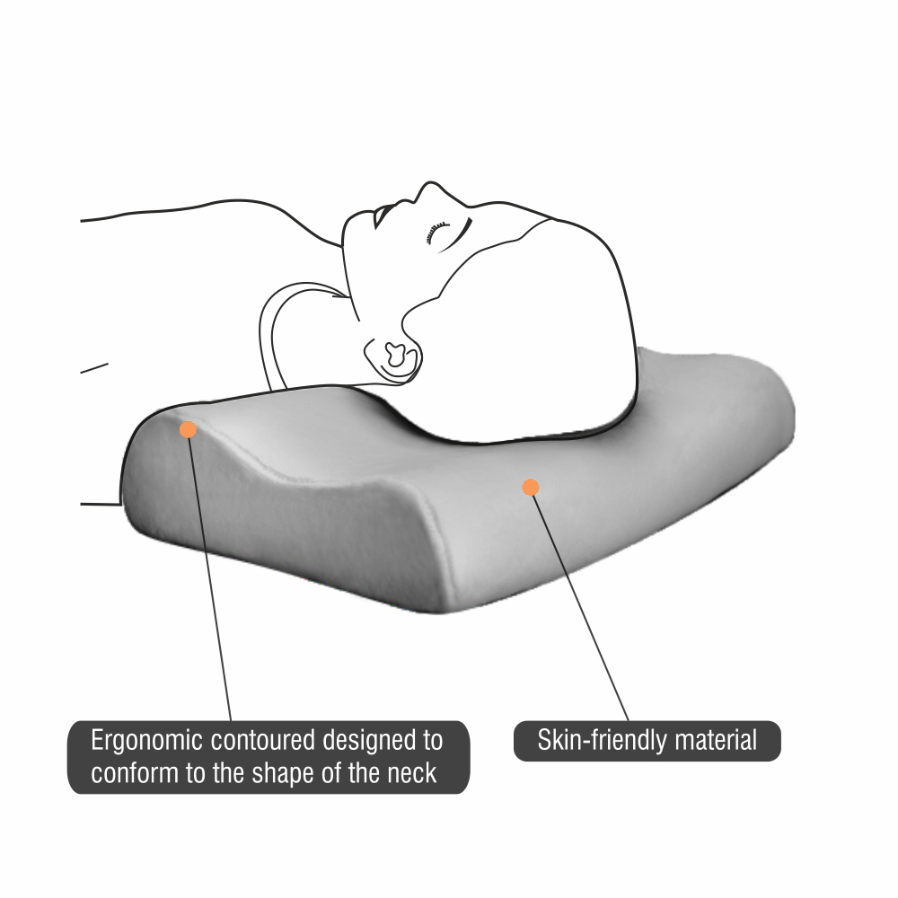 Vissco Contoured Memory Foam Pillow| Provides Muscle Relaxation & Relives Neck Muscle Strain (Grey)