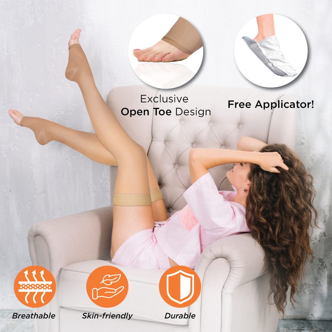 Vissco Medical Compression - Class 2 Thigh Length|Mild Support | Improves Blood Circulation | Swollen | Tired | Aching Legs  (Beige)