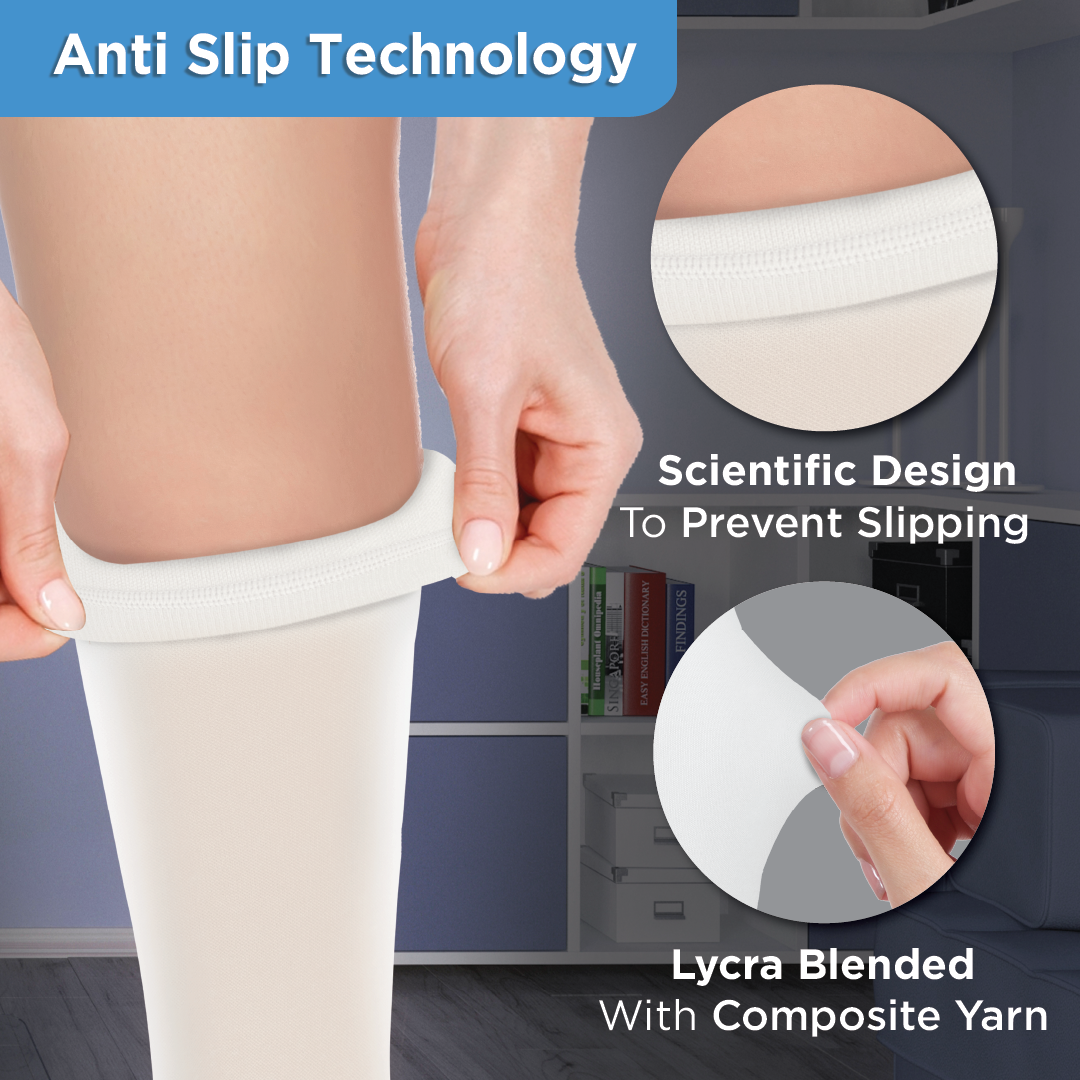 Vissco Anti-Embolism Stocking (13-18 mmHg) - Knee Length | Closed Toe with Lower Inspection Hole