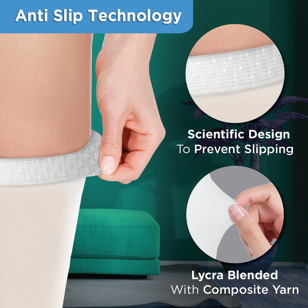 Vissco Anti-Embolism Stocking (13-18 mmHg) - Thigh Length | Closed Toe with Lower Inspection Hole