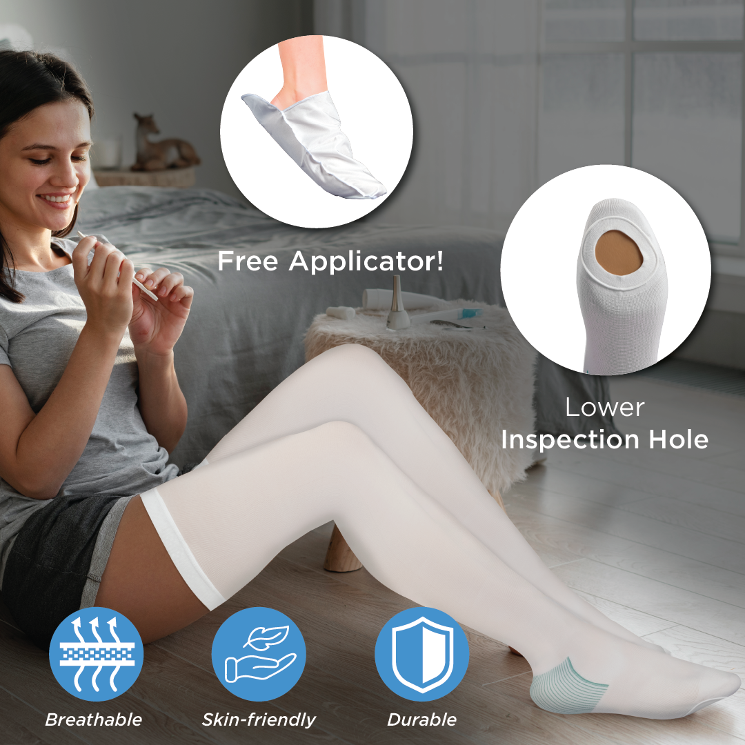 Vissco Anti-Embolism Stocking (13-18 mmHg) - Thigh Length | Closed Toe with Lower Inspection Hole