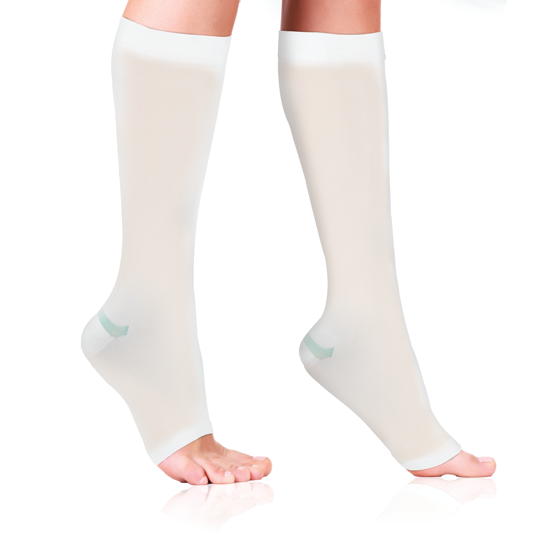 Vissco Anti-Embolism - Knee (Mild Support) | Improves Blood Circulation | Swollen | Tired | Aching Legs  (White)