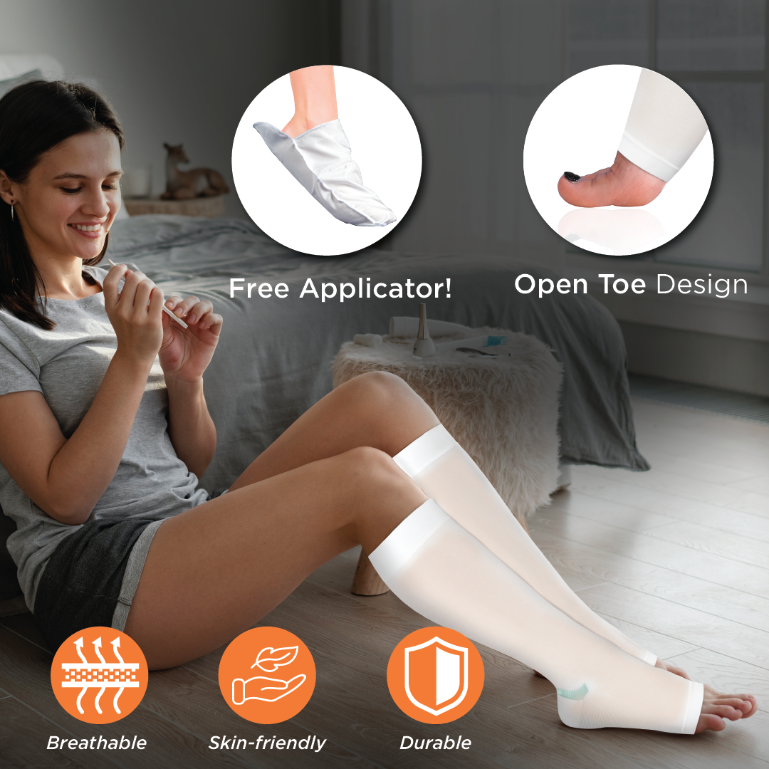 Vissco Anti-Embolism - Knee (Mild Support) | Improves Blood Circulation | Swollen | Tired | Aching Legs  (White)