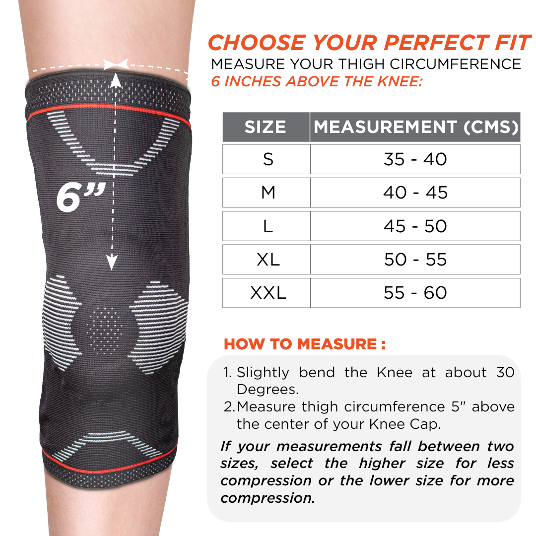 Vissco Patella & Ligament Assisted Knee Support with Silicone Pressure Pad | Provides optimum compression and support for Knee pain relief | Color - Black (Single Piece)