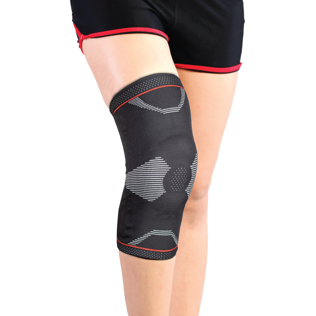 Vissco Patella & Ligament Assisted Knee Support with Silicone Pressure Pad | Provides optimum compression and support for Knee pain relief | Color - Black (Single Piece)
