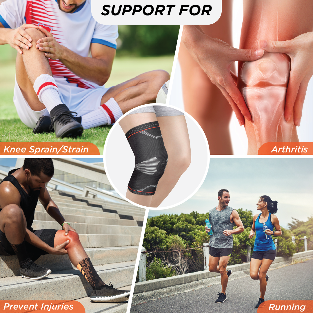 Vissco Patella & Ligament Assisted Knee Support with Silicone Pressure Pad | Provides optimum compression and support for Knee pain relief | Color - Black (Single Piece)