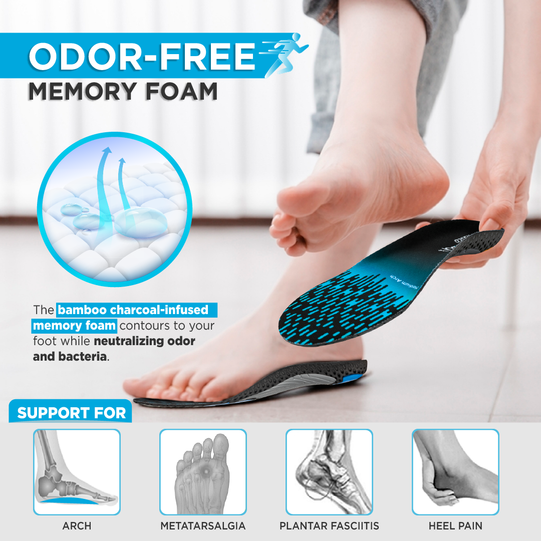 Footsol Nxt Performance Insole by VISSCO | High Arch Support Gel & Memory Foam Insoles | Heel Cushioning, Odor-Free Inserts for Supination, Plantar Fasciitis Relief, Running, Walking, Sports & Work Shoes