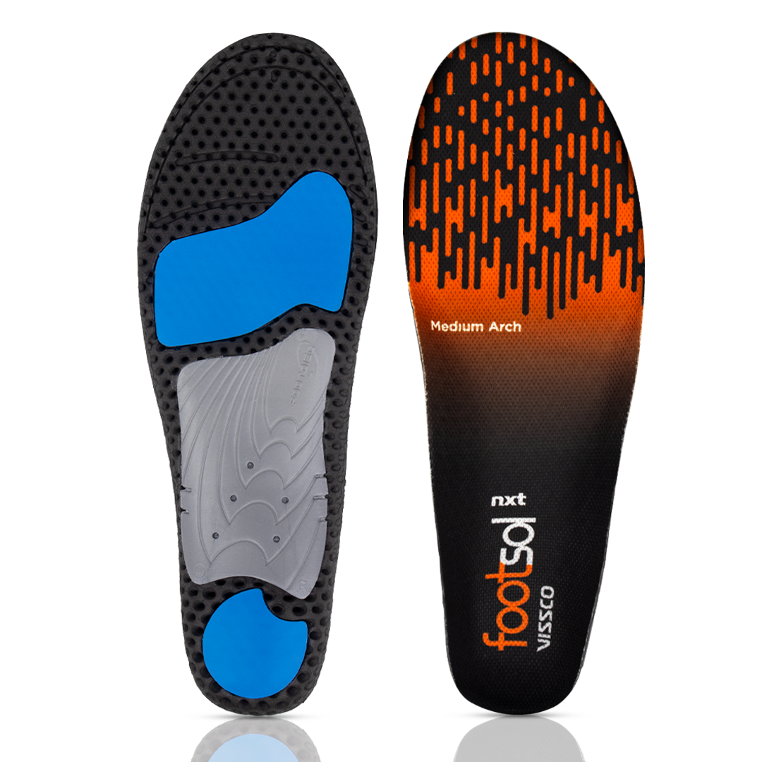 Footsol Nxt Performance Insole by VISSCO | Medium Arch Support Gel & Memory Foam Insoles | All-Day Comfort, Balanced Pressure Relief, Odor-Free Inserts for Walking, Running, Work & Sports Shoes