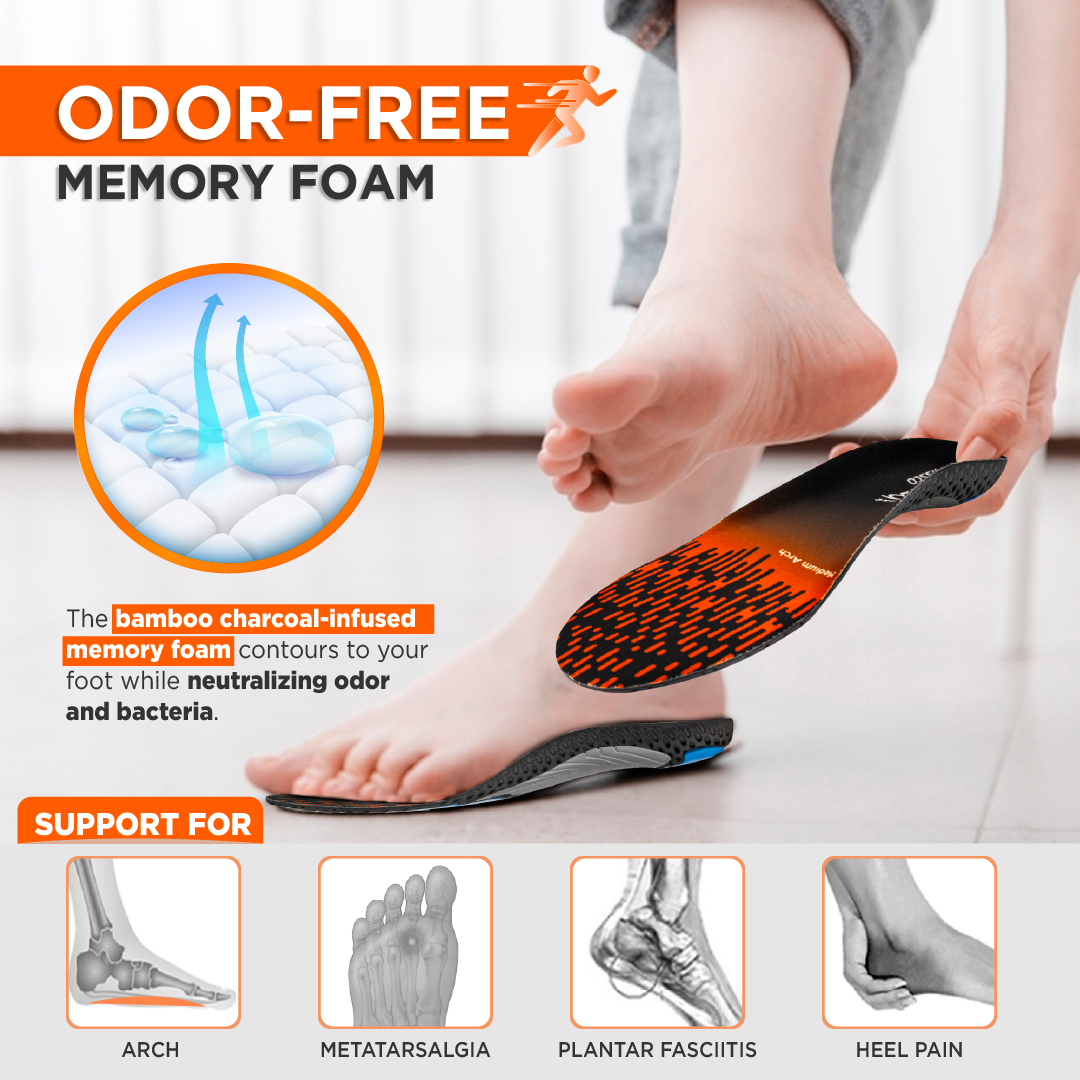 Footsol Nxt Performance Insole by VISSCO | Medium Arch Support Gel & Memory Foam Insoles | All-Day Comfort, Balanced Pressure Relief, Odor-Free Inserts for Walking, Running, Work & Sports Shoes