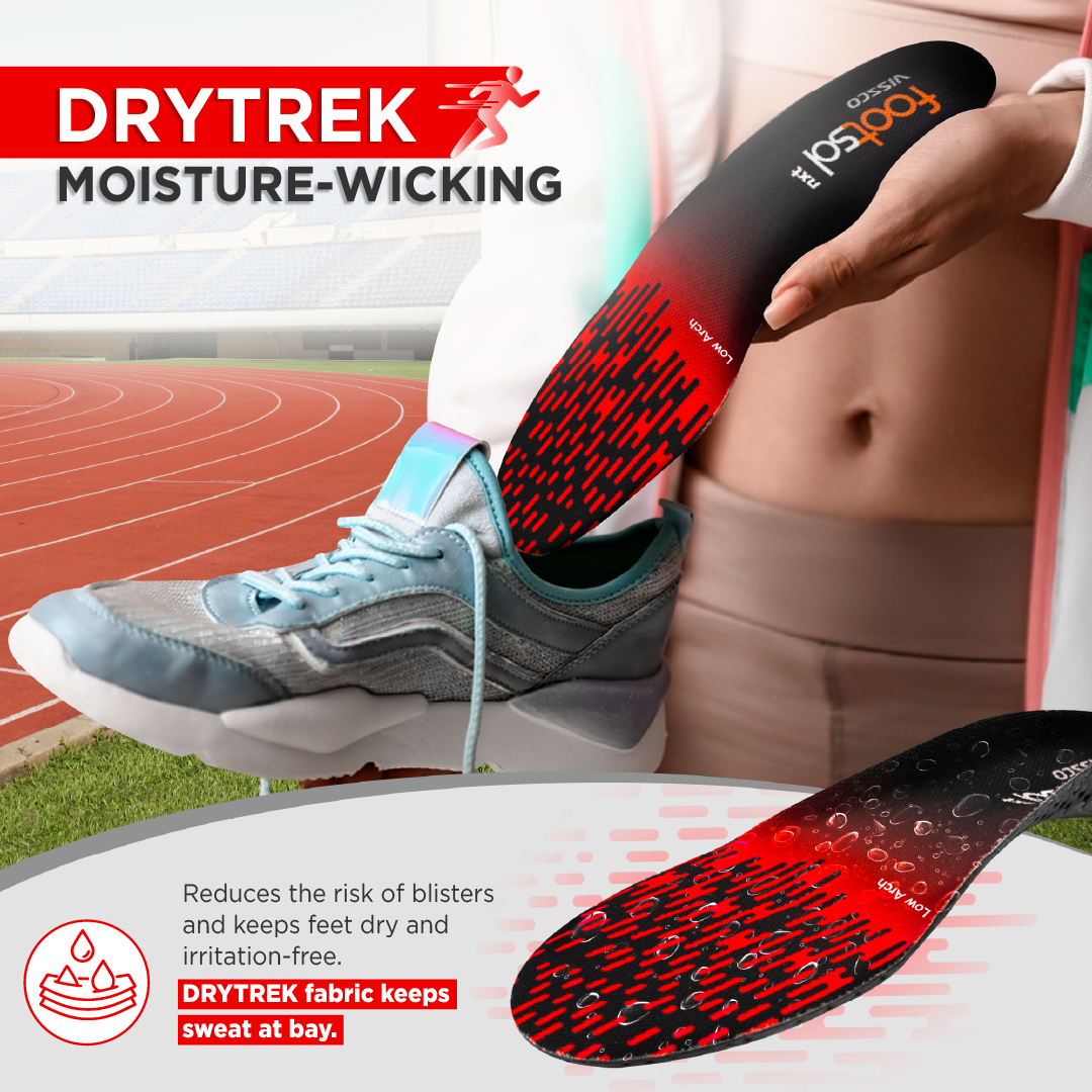 Footsol Nxt Performance Insole by VISSCO | Low Arch & Flat Foot Support Gel Insoles | Memory Foam, Pronation Control, Heel Cushioning, Odor-Free Inserts for Walking, Sports, Work & Daily Use