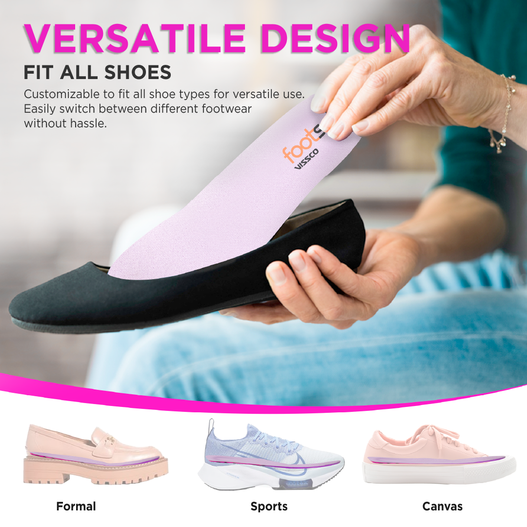 FOOTSOL Premium Gel Insoles (by VISSCO) for All-Day Comfort & Pain Relief, Dual-Gel Cushioning, Shock Absorbing Heel, Breathable & Trim-to-Fit Design for Work, Sports & Daily Use - For Women