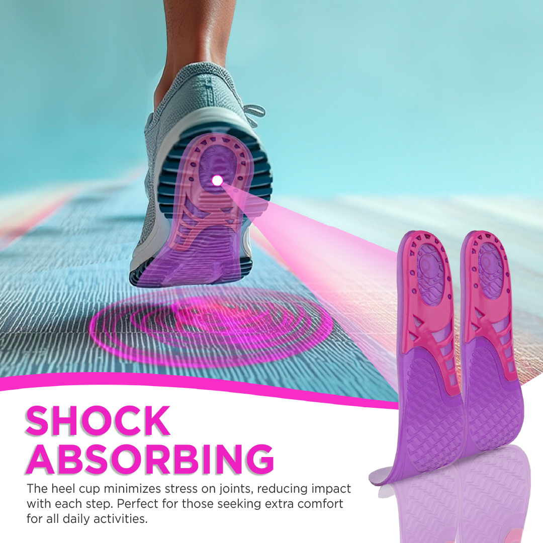 FOOTSOL Premium Gel Insoles (by VISSCO) for All-Day Comfort & Pain Relief, Dual-Gel Cushioning, Shock Absorbing Heel, Breathable & Trim-to-Fit Design for Work, Sports & Daily Use - For Women
