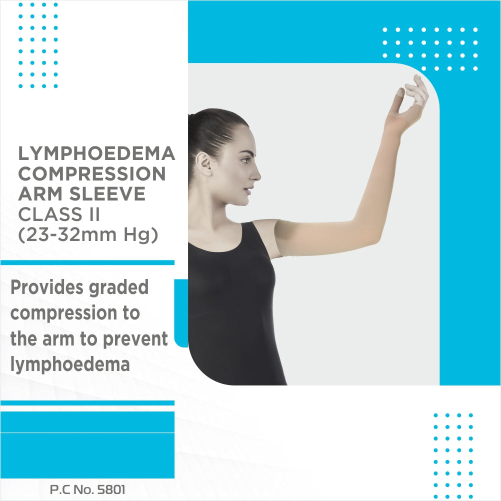 Vissco Lymphoedema Arm Sleeve | Provides Gradient Compression to Reduce Oedema in the Arm (Beige)
