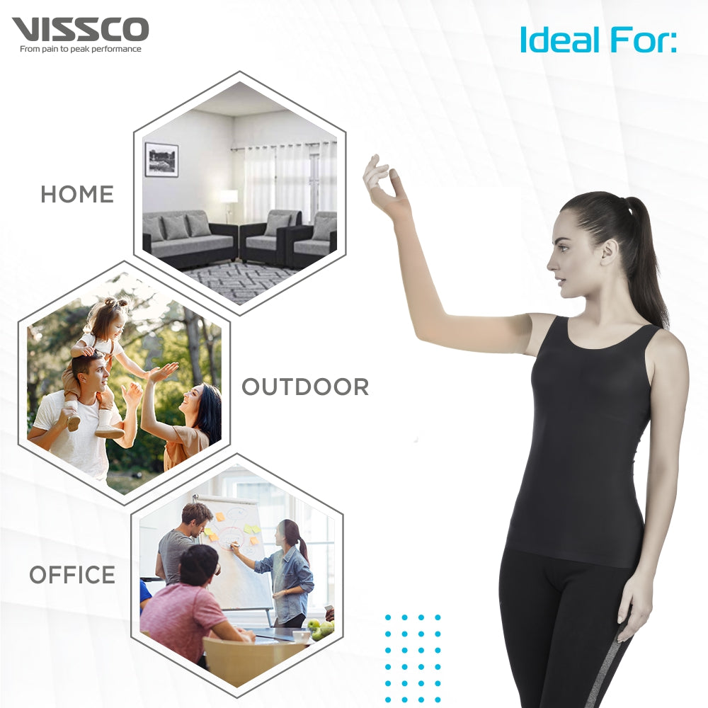 Vissco Lymphoedema Arm Sleeve | Provides Gradient Compression to Reduce Oedema in the Arm (Beige)