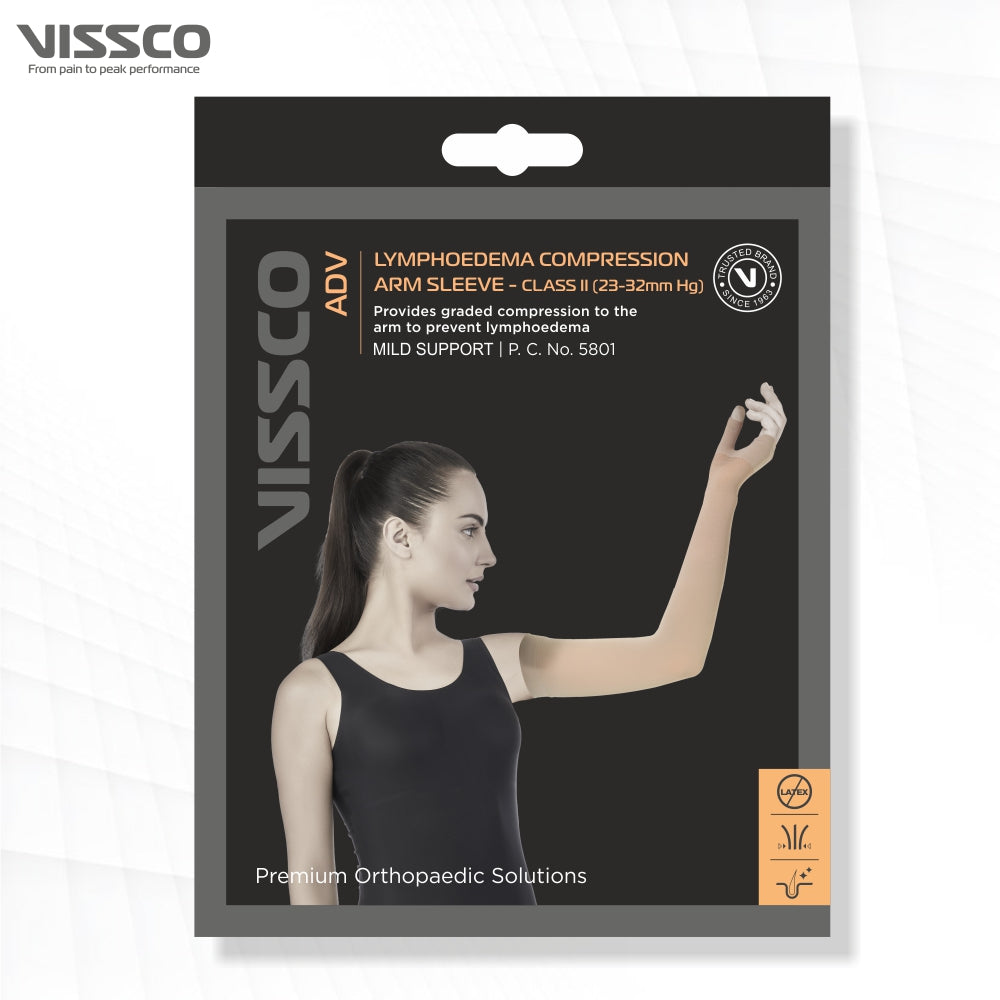 Vissco Lymphoedema Arm Sleeve | Provides Gradient Compression to Reduce Oedema in the Arm (Beige)