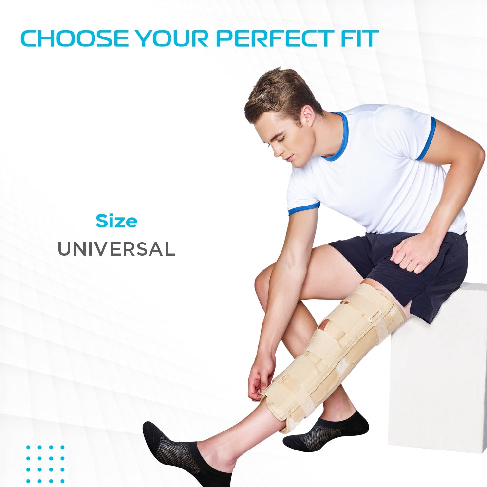 Vissco Knee Immobilizer | Locks the Motion & Stabilizes the Knee Joint (Beige)