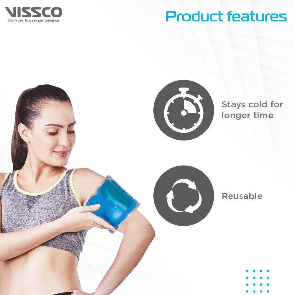 Vissco Icecool Gel Pack | Re-Freezable for Instant Pain Relief & Swelling (Blue)