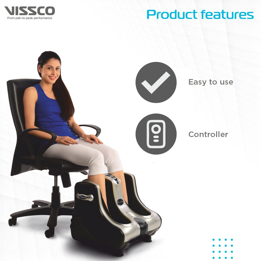 Vissco Foot & Calf Massager | Provides Muscle Relaxer for Calf/Foot | Improves Blood Circulation with Heat Vibration (Black)