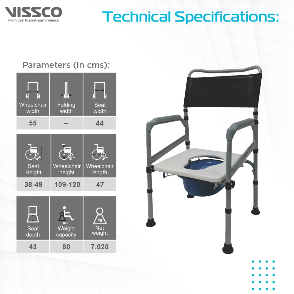 Comfort Steel Folding Commode Chair Without Castors - Vissco Next