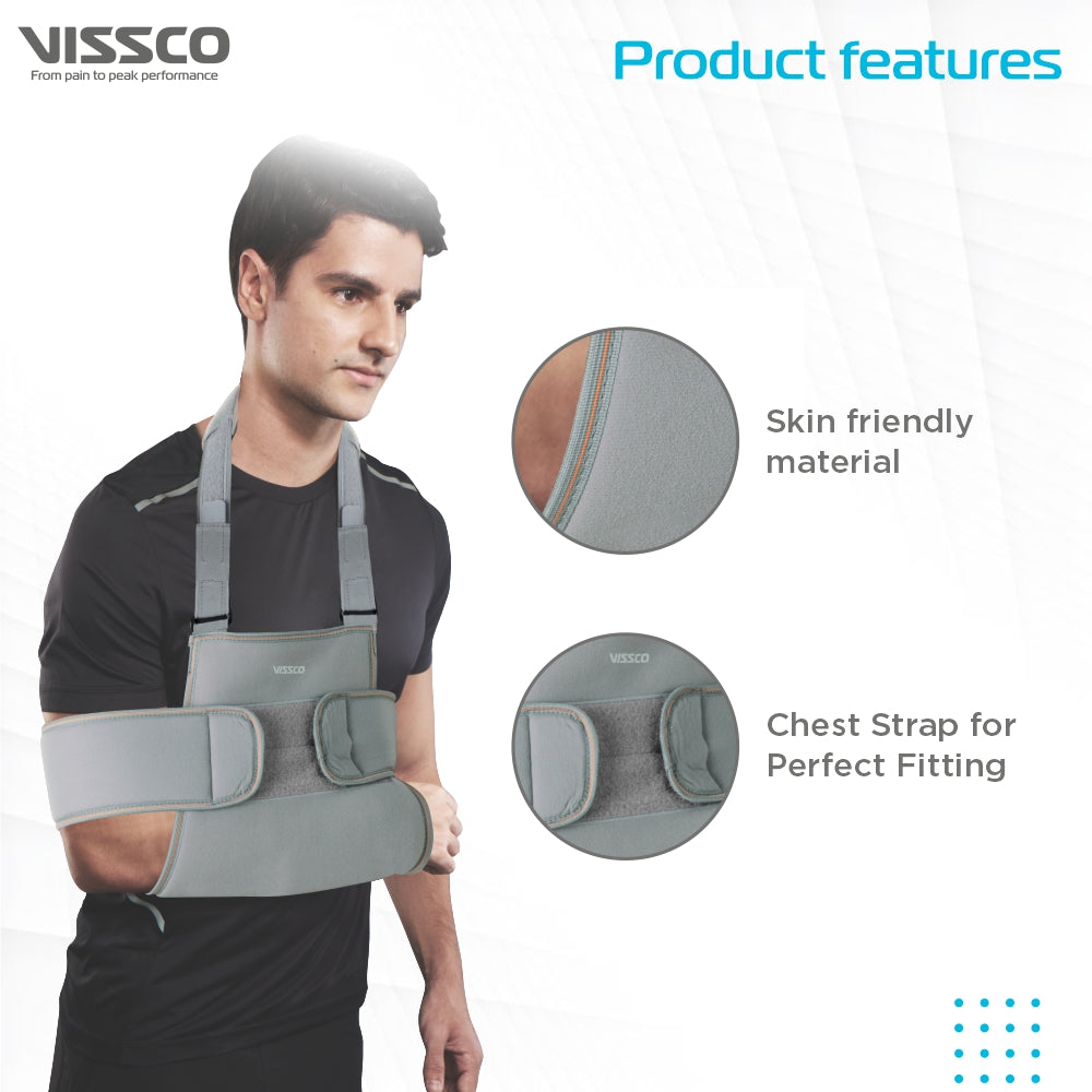 Vissco Shoulder Immobilizer | Provides Firm Support for Shoulder Dislocation & Relieves Pain (Grey)