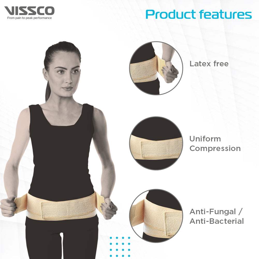 Vissco Abdominal Maternity Binder for Toning of Abdominal Muscles | Waist Support | Tummy Fat Reduction (Beige)