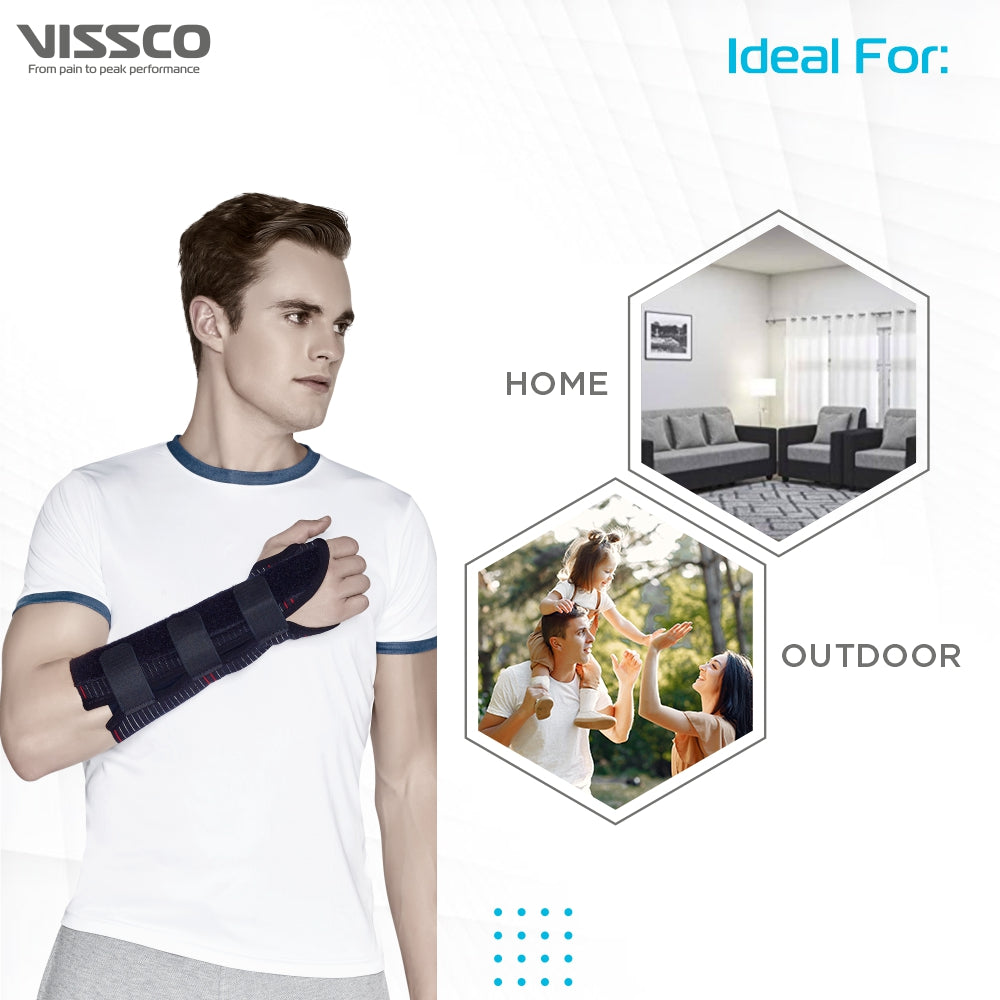 Vissco Elastic Wrist Support (21cms) | Provides Firm Support for Colles Fracture | Wrist Support to Stabilize (Black)