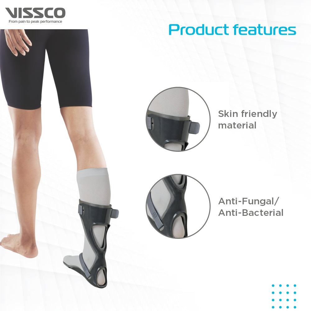Vissco Ankle Foot Orthoses (AFO) | Maintains and Supports Foot to prevent Foot Drop | With Socks (Grey)